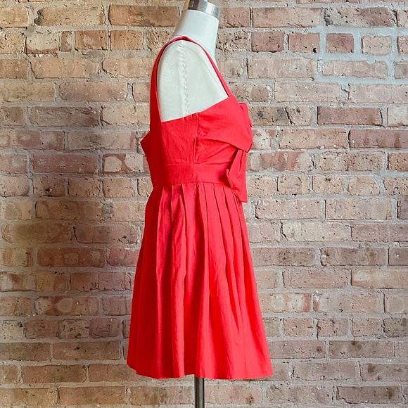 BNWT ASOS Tomato Red Linen Bow Dress - Picture 4 of 12